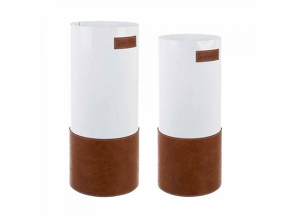 Dvojice moderního stojanu na deštníky z oceli a koženky Homemotion - Umbro Viadurini