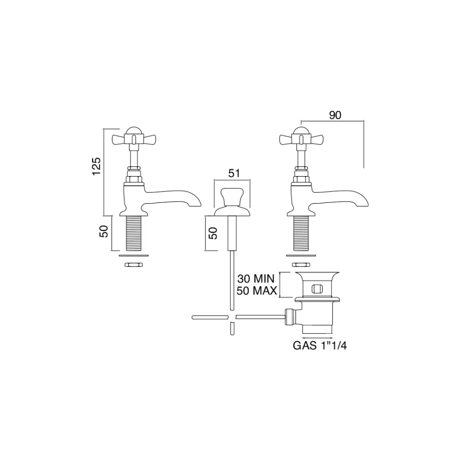 Pár historických mosazných dřezových baterií vyrobených v Itálii – Katerina Viadurini