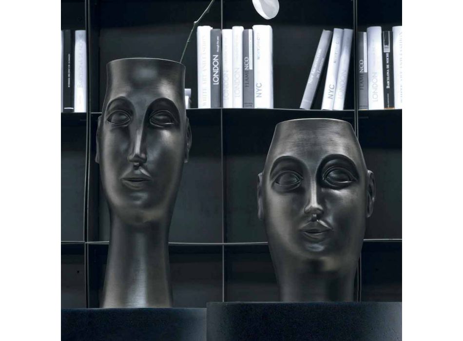 Dvojice keramických ozdob ve tvaru obličeje, vyrobené v Itálii - Visage Viadurini