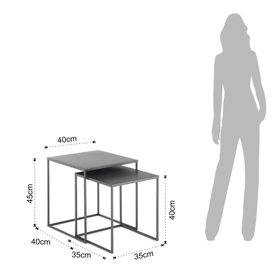Pár konferenčních stolků v antracitově lakované oceli - Sospiro Viadurini