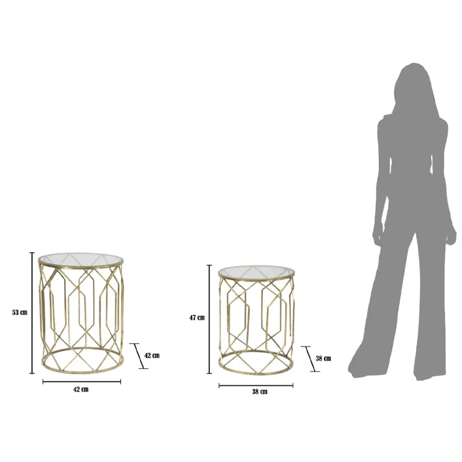 Dvojice železných konferenčních stolků s kulatou skleněnou deskou - Etro Viadurini