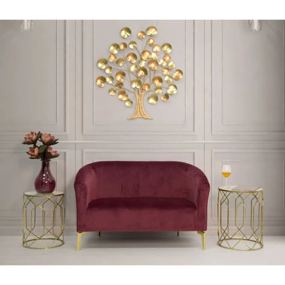 Pár zlatých železných konferenčních stolků s kulatou skleněnou deskou - Etro Viadurini