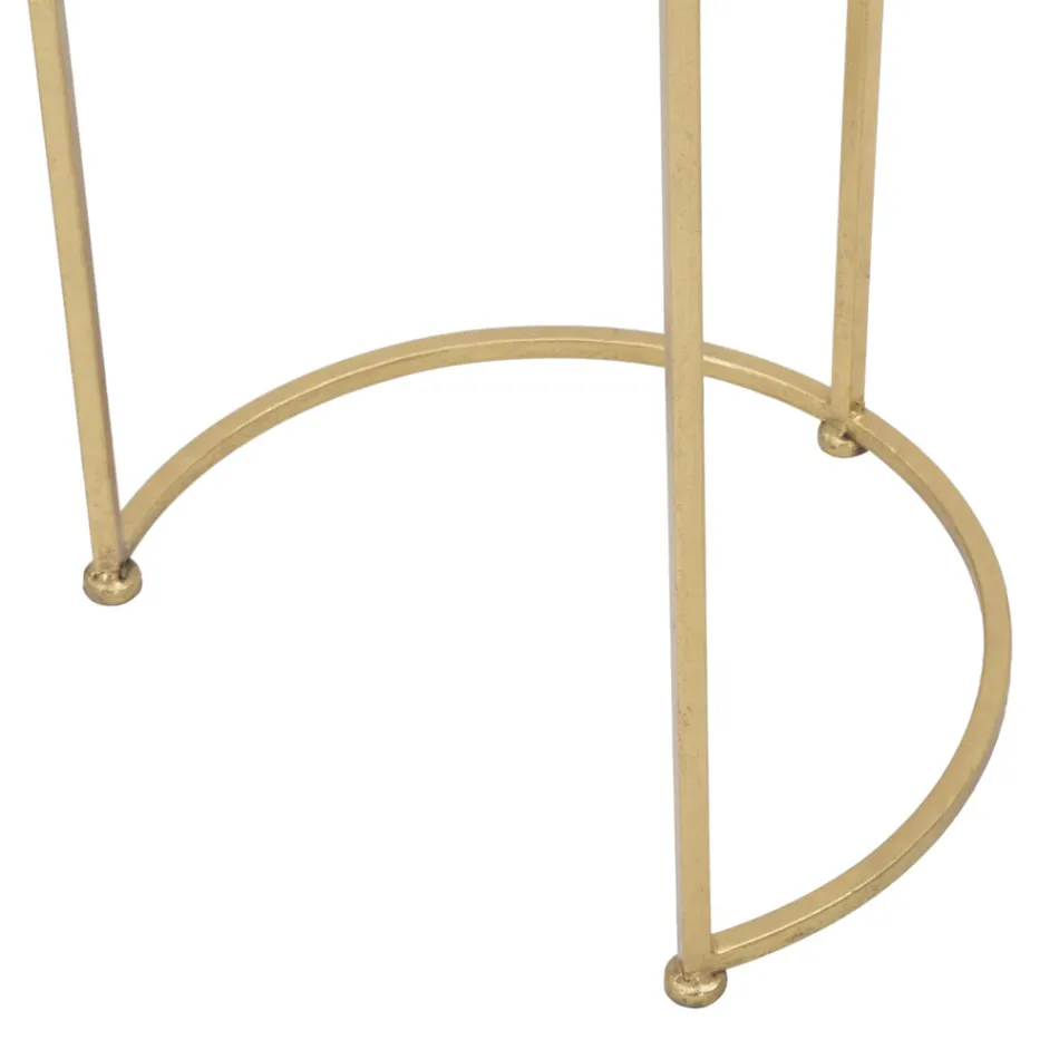 Dvojice kulatých konferenčních stolků ze skla a zlaté žehličky - Avola Viadurini