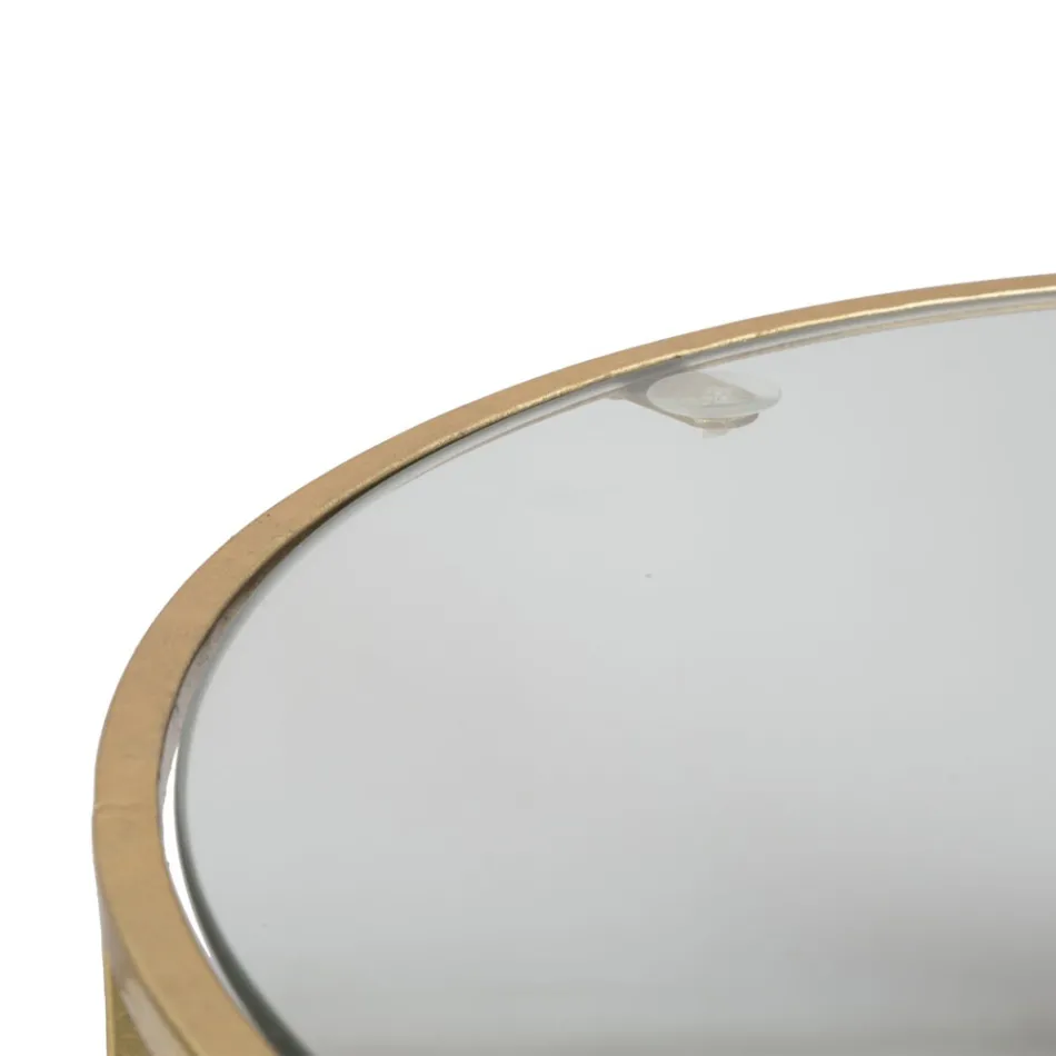 Dvojice kulatých konferenčních stolků ze skla a zlaté žehličky - Avola Viadurini