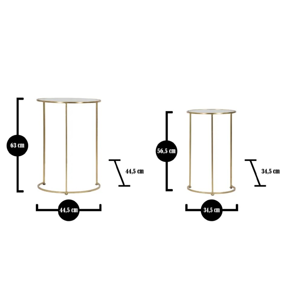 Dvojice kulatých konferenčních stolků ze skla a zlaté žehličky - Avola Viadurini