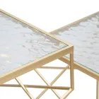 Dvojice čtvercových telefonních stolků ze zlatého železa a skla - papež Viadurini