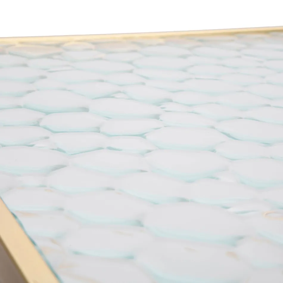 Dvojice čtvercových telefonních stolků ze zlatého železa a skla - papež Viadurini