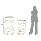 Dvojice čtvercových telefonních stolků ze zlatého železa a skla - papež Viadurini