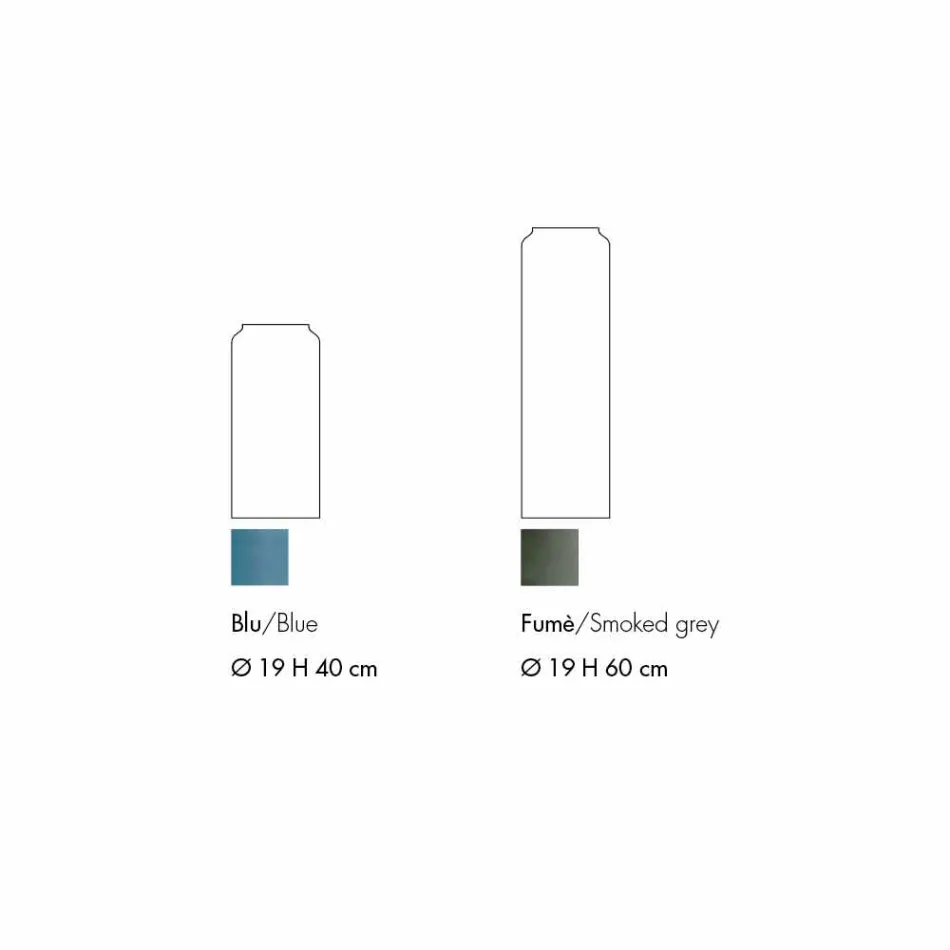 Pár dekorativních váz v modrém a kouřovém barevném skle, moderní design - Adriano Viadurini