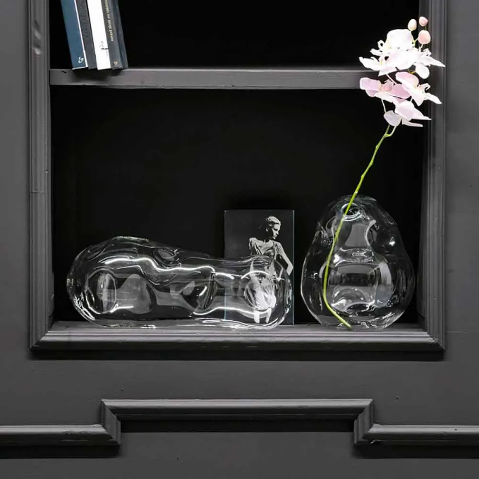 Pár průhledných foukaných skleněných dekorativních váz, vyrobené v Itálii - Pedro Viadurini