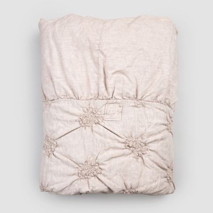 Přehoz na postel z lnu a bavlny s elegantní luxusní výšivkou - Patrizio Viadurini