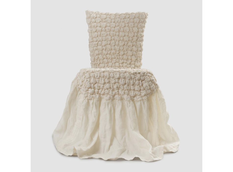 Elegantní potah na židli s opěradlem do obývacího pokoje z vyšívaného prádla - Panteo Viadurini