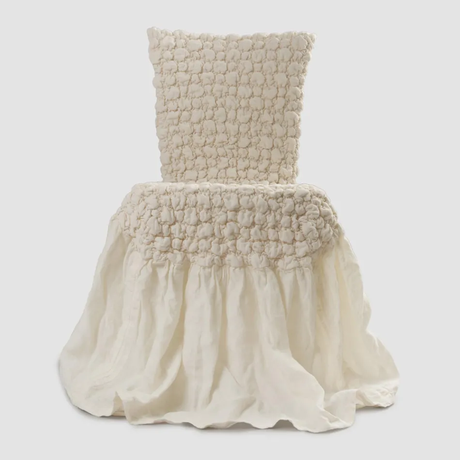 Elegantní potah na židli s opěradlem do obývacího pokoje z vyšívaného prádla - Panteo Viadurini