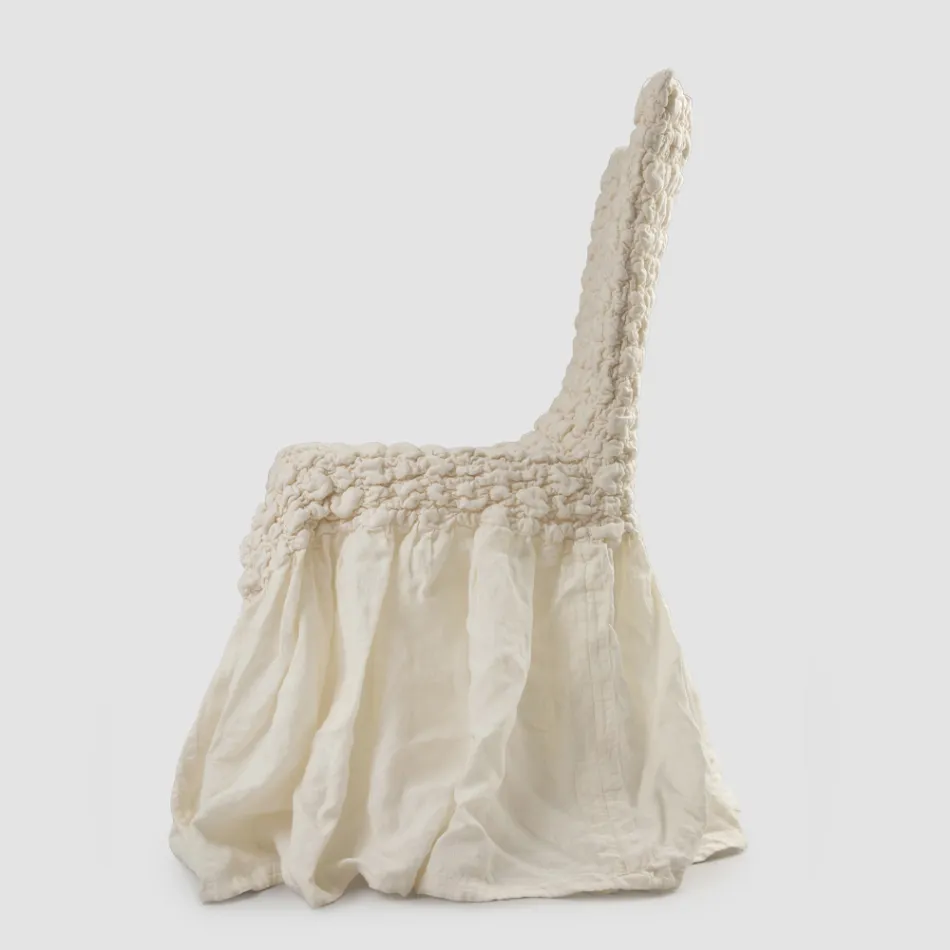 Elegantní potah na židli s opěradlem do obývacího pokoje z vyšívaného prádla - Panteo Viadurini