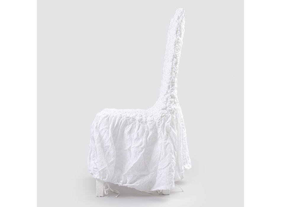 Elegantní potah na židli s opěradlem do obývacího pokoje z vyšívaného prádla - Panteo Viadurini