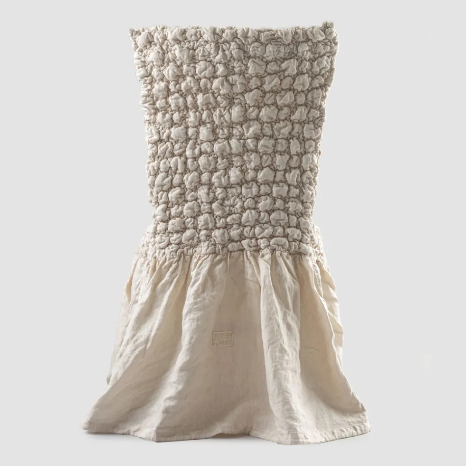 Elegantní potah na židli s opěradlem do obývacího pokoje z vyšívaného prádla - Panteo Viadurini