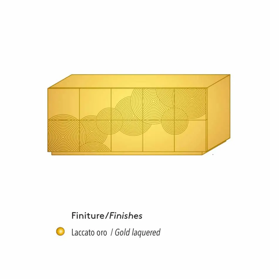 Příborník s 10 ante břidlice, moderní design, bílá, černá nebo zlato Viadurini