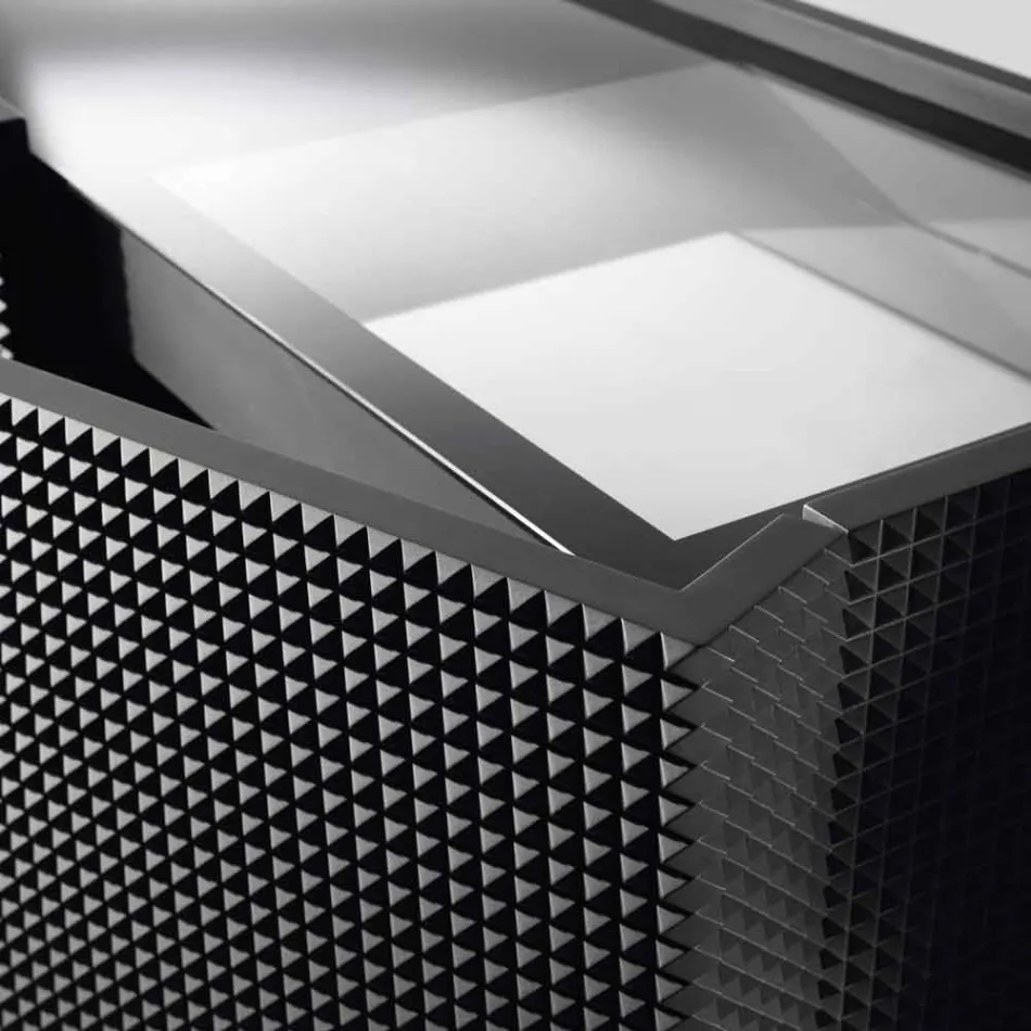 Příborník se dvěma černými dveřmi se 2 dveřmi a výsuvné zásuvky Flora Viadurini