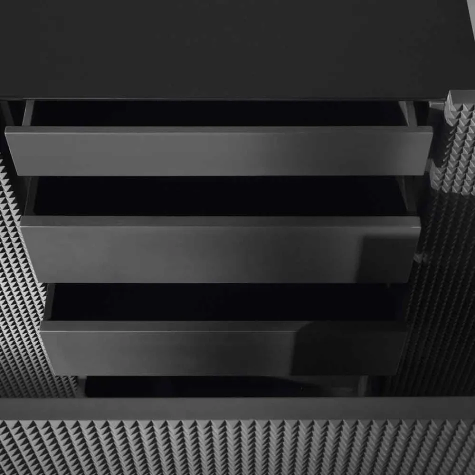 Příborník se dvěma černými dveřmi se 2 dveřmi a výsuvné zásuvky Flora Viadurini