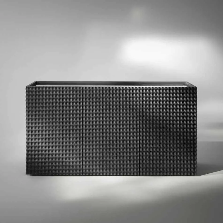 Příborník se dvěma černými dveřmi se 2 dveřmi a výsuvné zásuvky Flora Viadurini