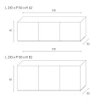 3dveřová příborník se 3 vnitřními policemi ze dřeva a MDF - Pesci Viadurini
