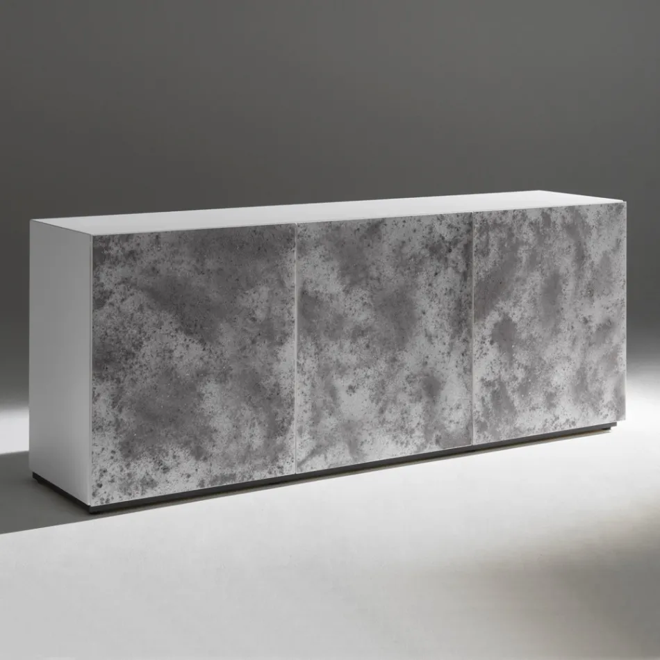 3dveřová příborník se 3 vnitřními policemi ze dřeva a MDF - Pesci Viadurini