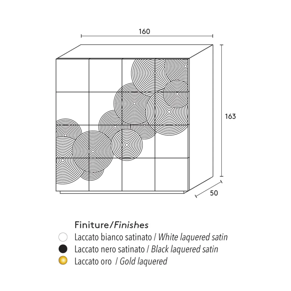 Moderní designový 8dveřový příborník Ardesia, bílá, černá nebo zlatá Viadurini