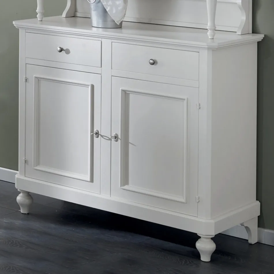 Vysoký příborník s vitrínou v obývacím pokoji ze dřeva Made in Italy - Bran Viadurini