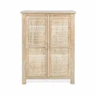 Vysoký příborník v ručně zdobeném dřevě s mosaznými madly Homemotion - Zotto Viadurini