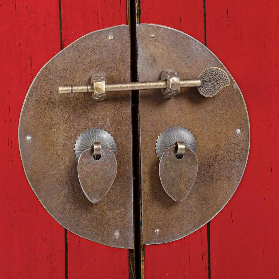 Vintage nízký příborník se 2 dveřmi z červeného jilmového dřeva Homemotion - Konan Viadurini