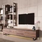 Nízký dřevěný příborník s kovovou základnou Made in Italy - Berta Viadurini