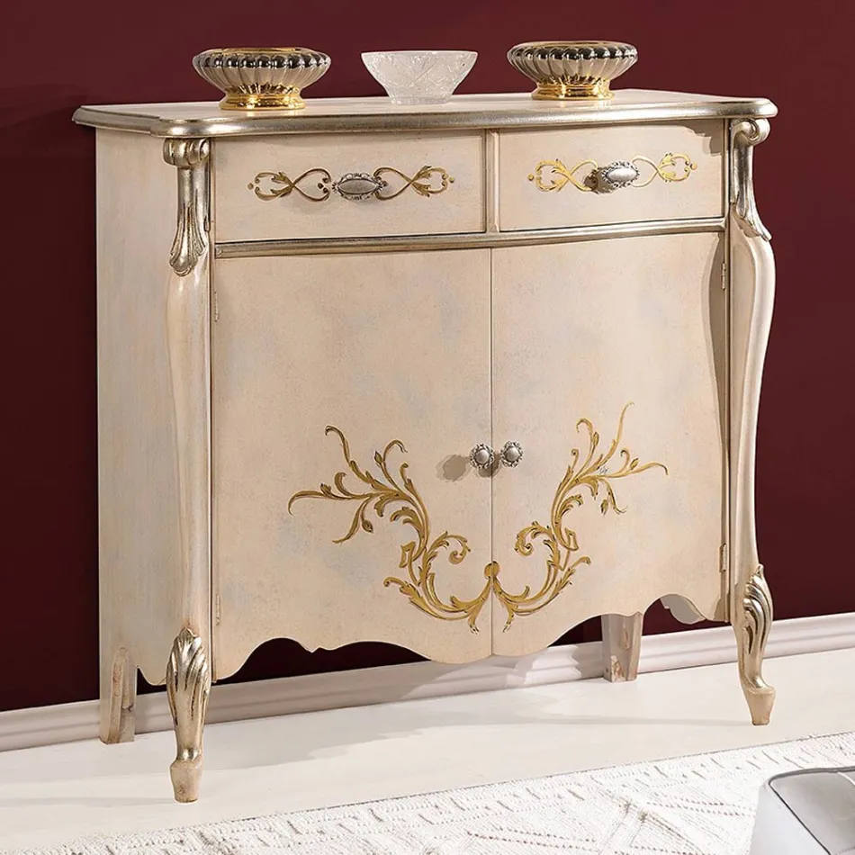 Klasický dřevěný příborník do obývacího pokoje s intarziemi Made in Italy - Ottaviano Viadurini