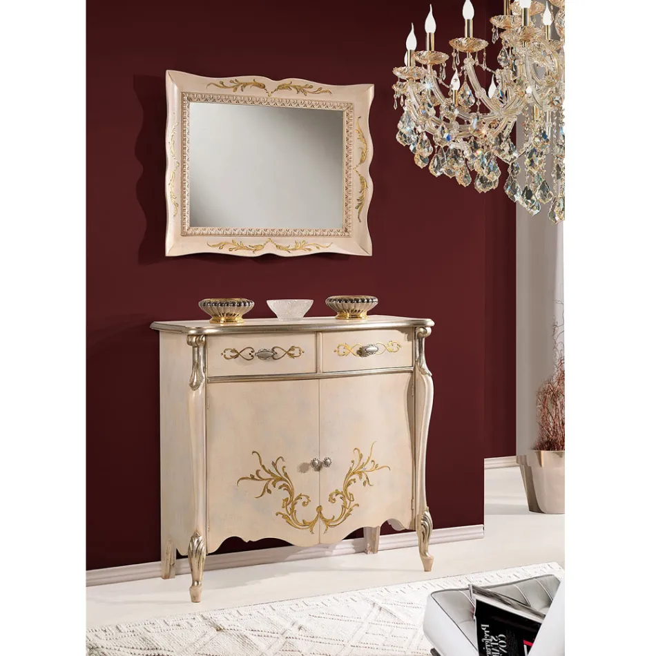 Klasický dřevěný příborník do obývacího pokoje s intarziemi Made in Italy - Ottaviano Viadurini