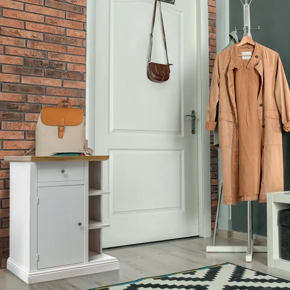 Příborník s 1 dvířky, 1 zásuvkou a 3 otevřenými přihrádkami Made in Italy - Hoder Viadurini