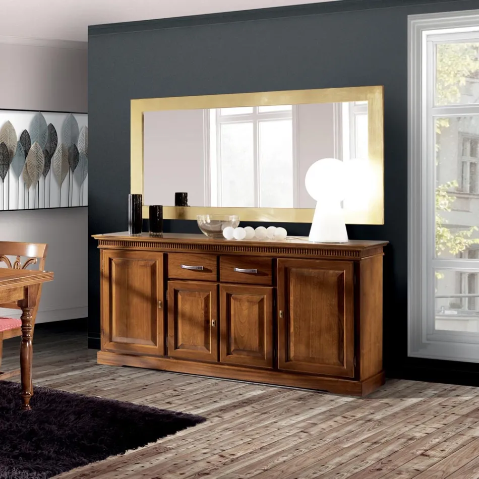 Příborník se 4 dvířky a 2 zásuvkami ze dřeva Bassano Made in Italy - Tanit Viadurini