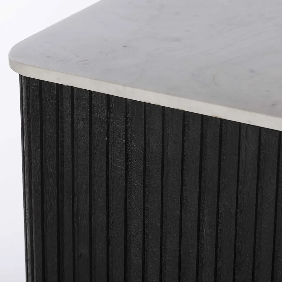 Příborník s mramorovou deskou a konstrukcí z mangového dřeva - Fisherman Viadurini