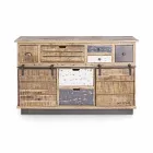 Příborník se strukturou v mangovém dřevě a oceli v průmyslovém stylu - Vidia Viadurini