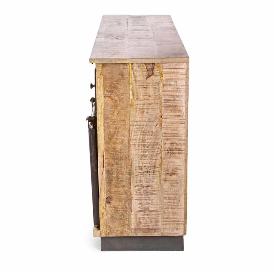 Příborník se strukturou v mangovém dřevě a oceli v průmyslovém stylu - Vidia Viadurini