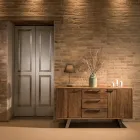 Příborník se 2 dvířky a 3 zásuvkami z recyklovaného tropického dřeva - Skluzavka Viadurini