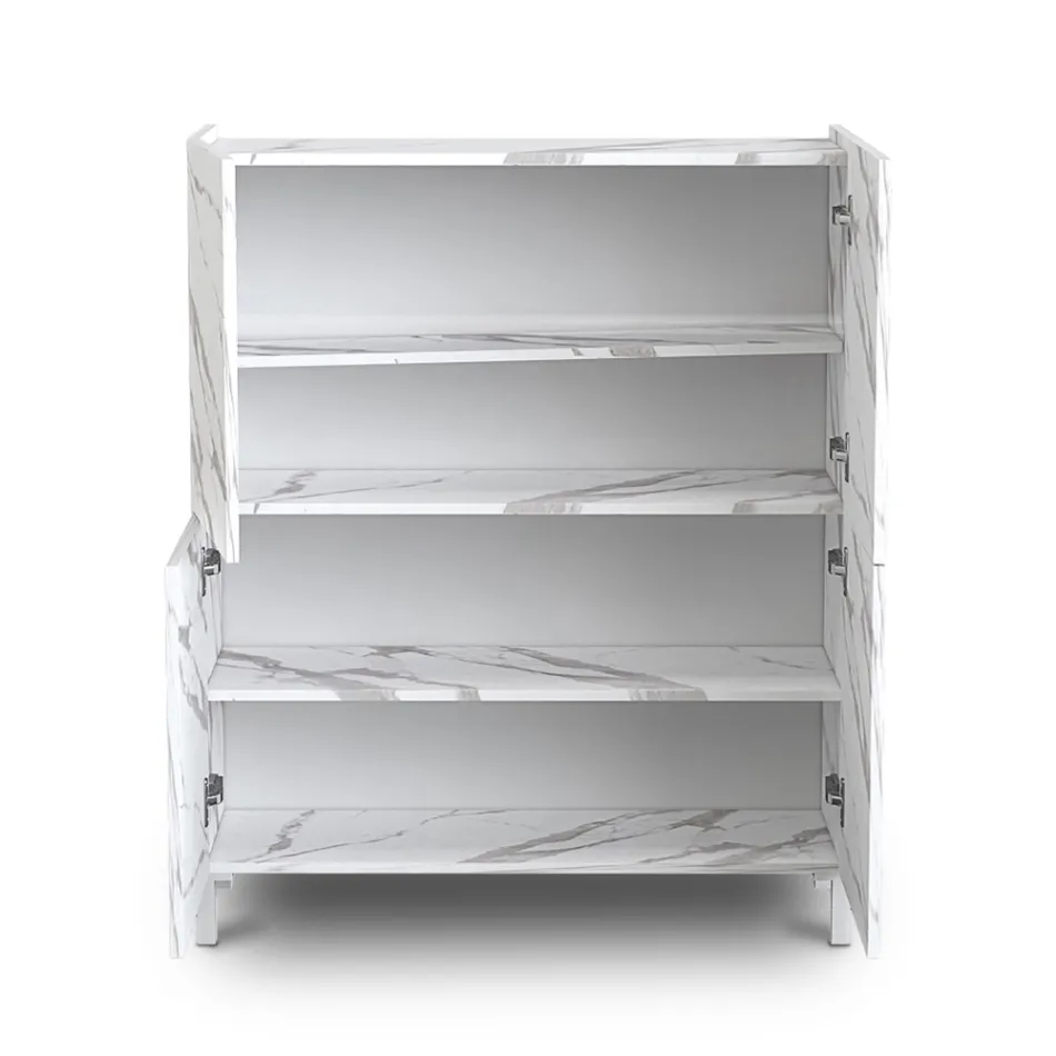 Příborník do obývacího pokoje potažený melaminovým mramorem Vyrobeno v Itálii - zinek Viadurini