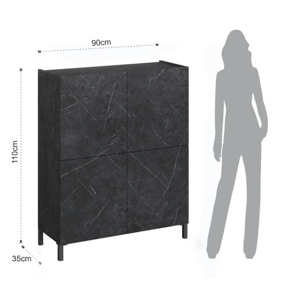 Příborník do obývacího pokoje potažený melaminovým mramorem Vyrobeno v Itálii - zinek Viadurini