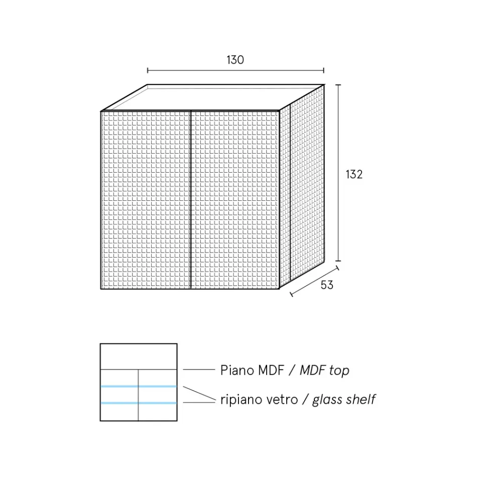 Příborník do obývacího pokoje se 2 dvířky v diamantové povrchové úpravě Vyrobeno v Itálii - Sagittario Viadurini