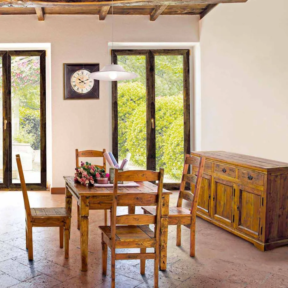 Příborník v klasickém designu v rustikálním provedení z masivního akáciového dřeva - Malajsko Viadurini