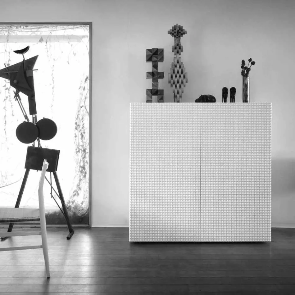 Design příborník 2 dveře bílá, černá nebo zlatá vzor Flora Viadurini