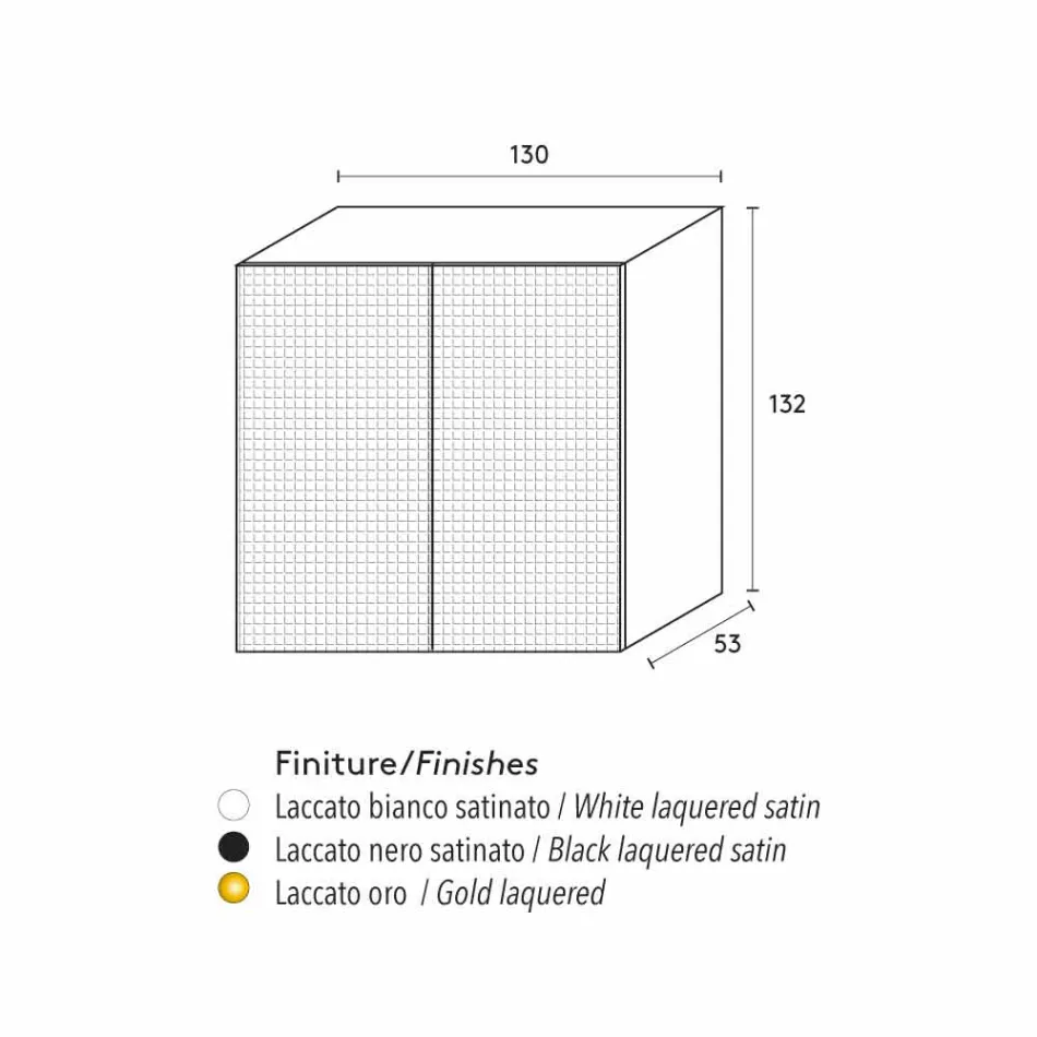 Design příborník 2 dveře bílá, černá nebo zlatá vzor Flora Viadurini
