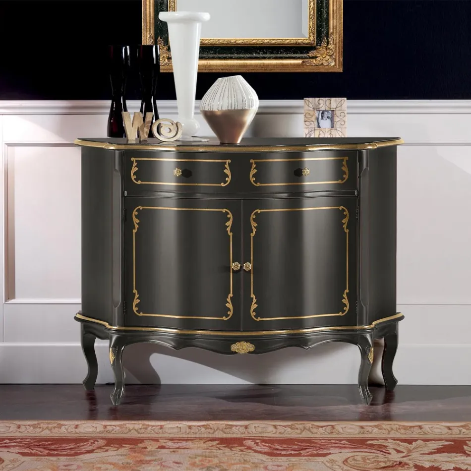 Luxusní příborník se 2 dvířky a 1 dřevěnou zásuvkou Made in Italy - Leonor Viadurini