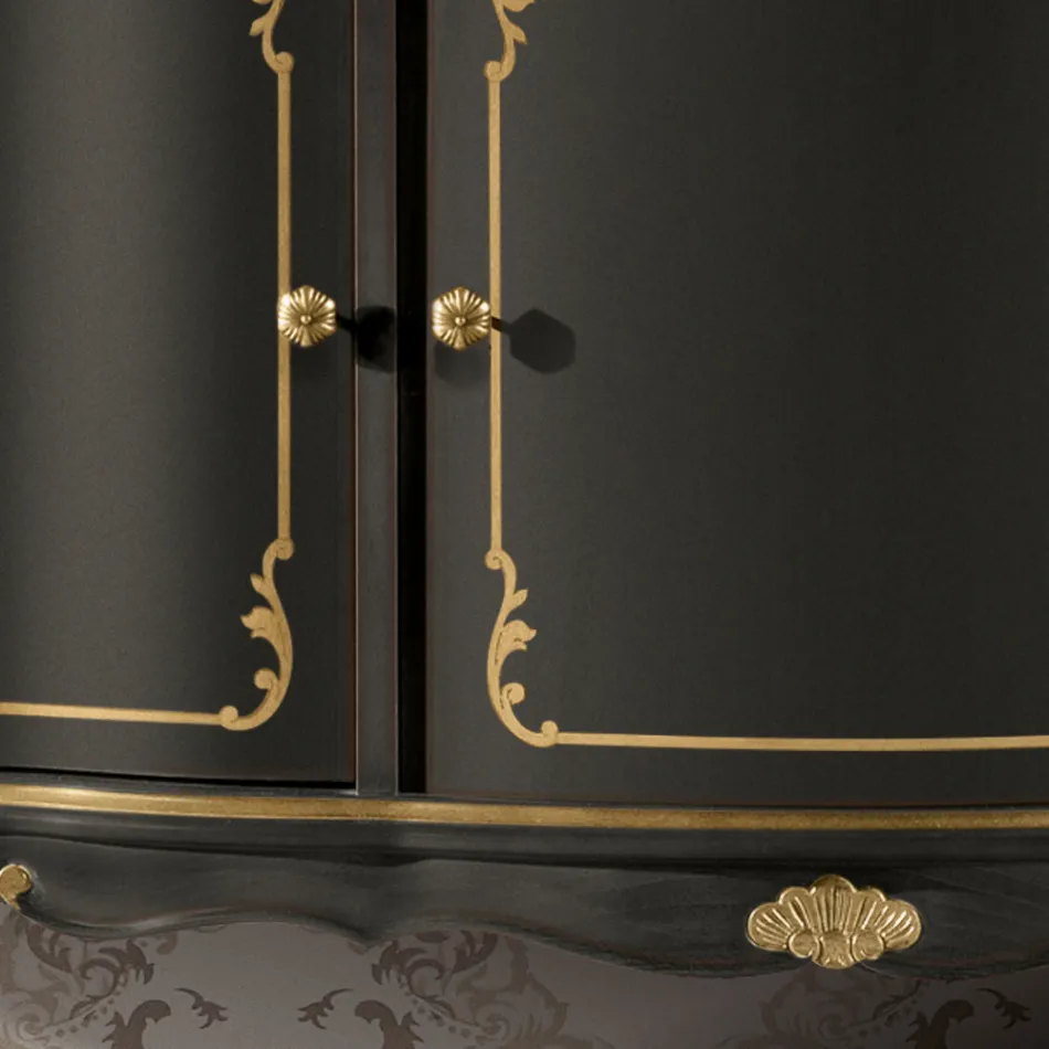 Luxusní příborník se 3 dvířky a 3 dřevěnými zásuvkami Made in Italy - Leonor Viadurini