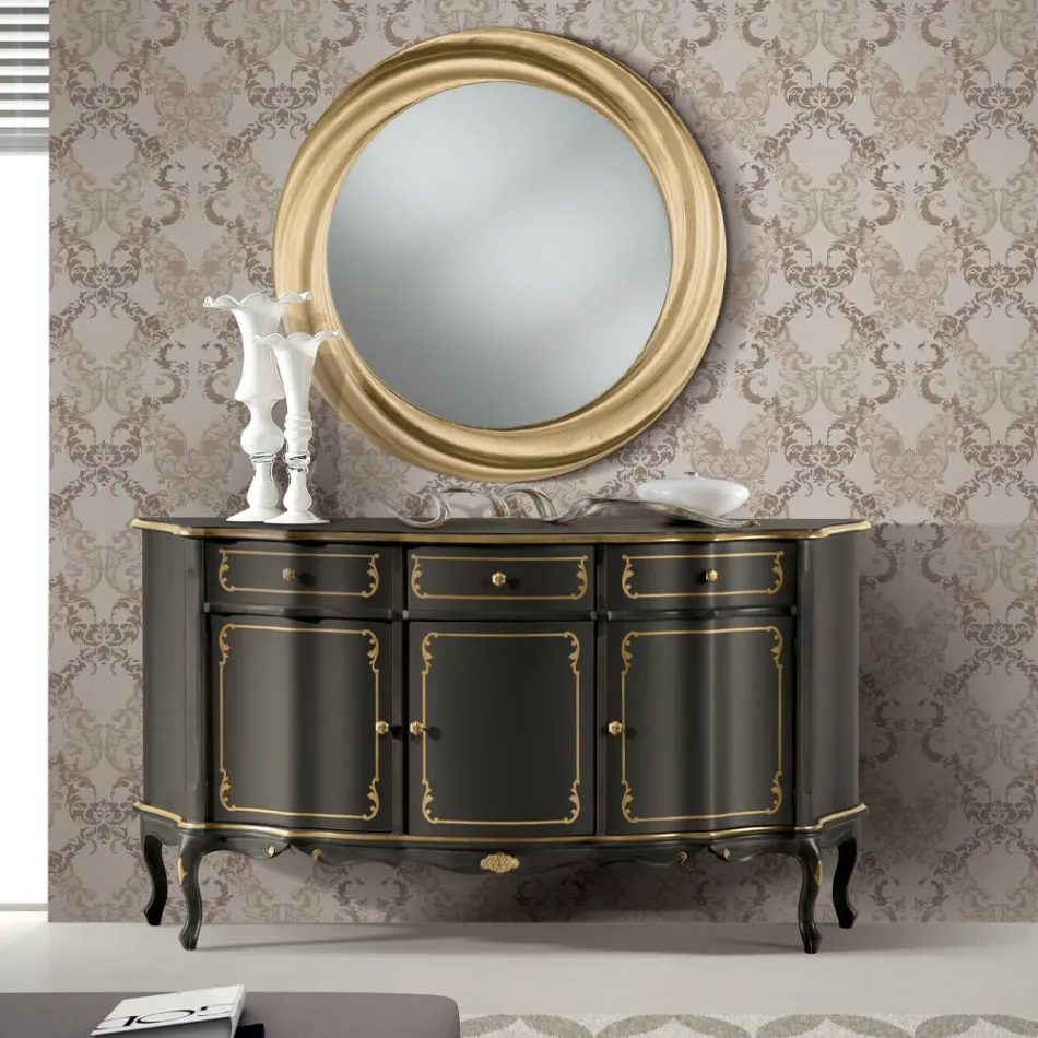 Luxusní příborník se 3 dvířky a 3 dřevěnými zásuvkami Made in Italy - Leonor Viadurini