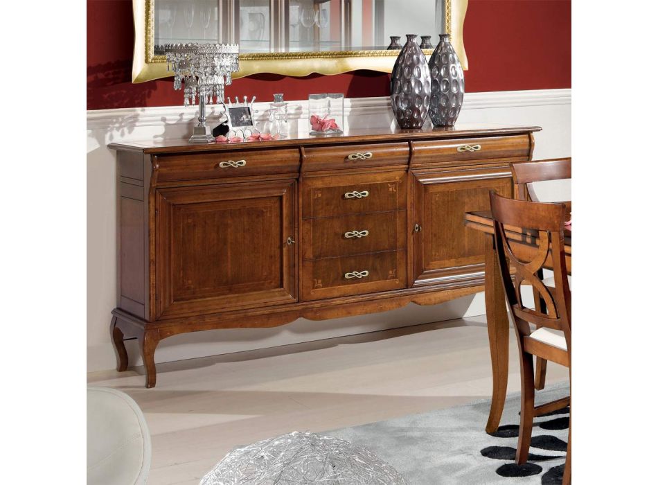 Luxusní příborník do obývacího pokoje z klasického dřeva Made in Italy - Helisa Viadurini