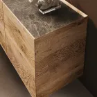 Dřevěný příborník se 3 dveřmi s tvrzeným křišťálovým podstavcem Made in Italy - Soraya Viadurini